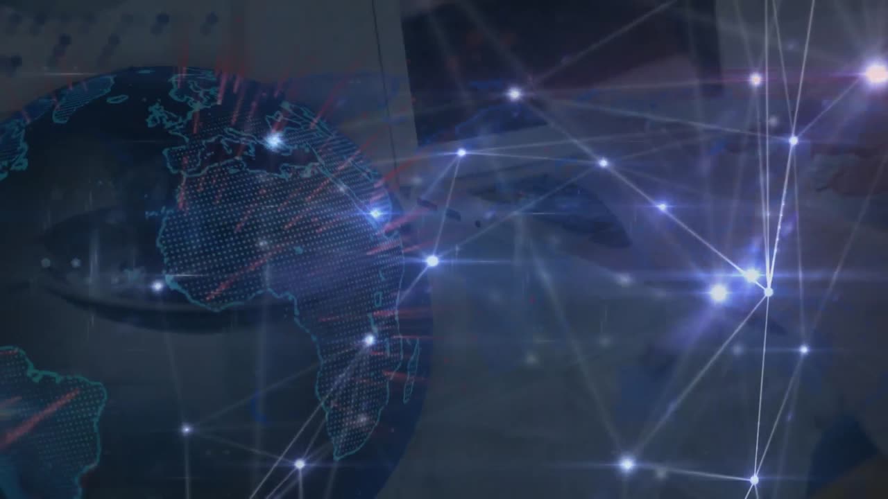 animación del globo con una red de conexiones con puntos brillantes