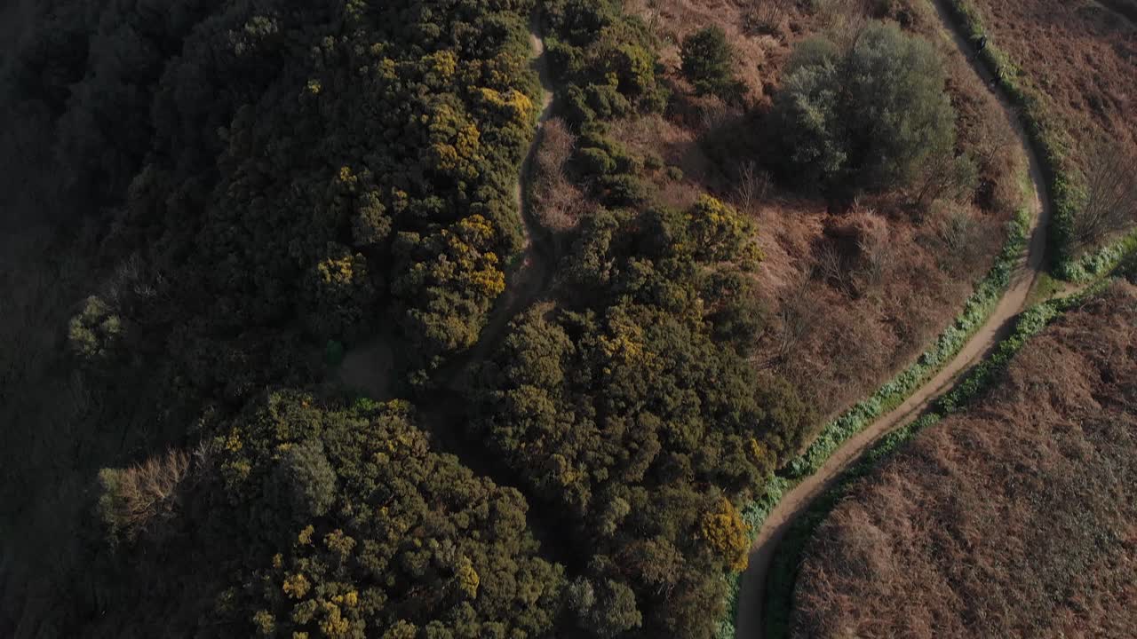 Beautiful landscape drone clip over Cromer Cliffs and beach in England