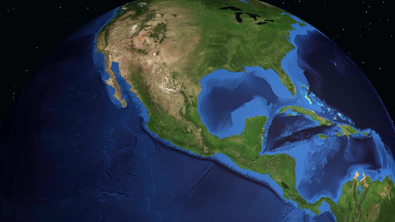 Rotazione della Terra e zoom su Tampico, Messico