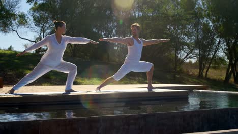 couple exercising together at safari vacation 4k