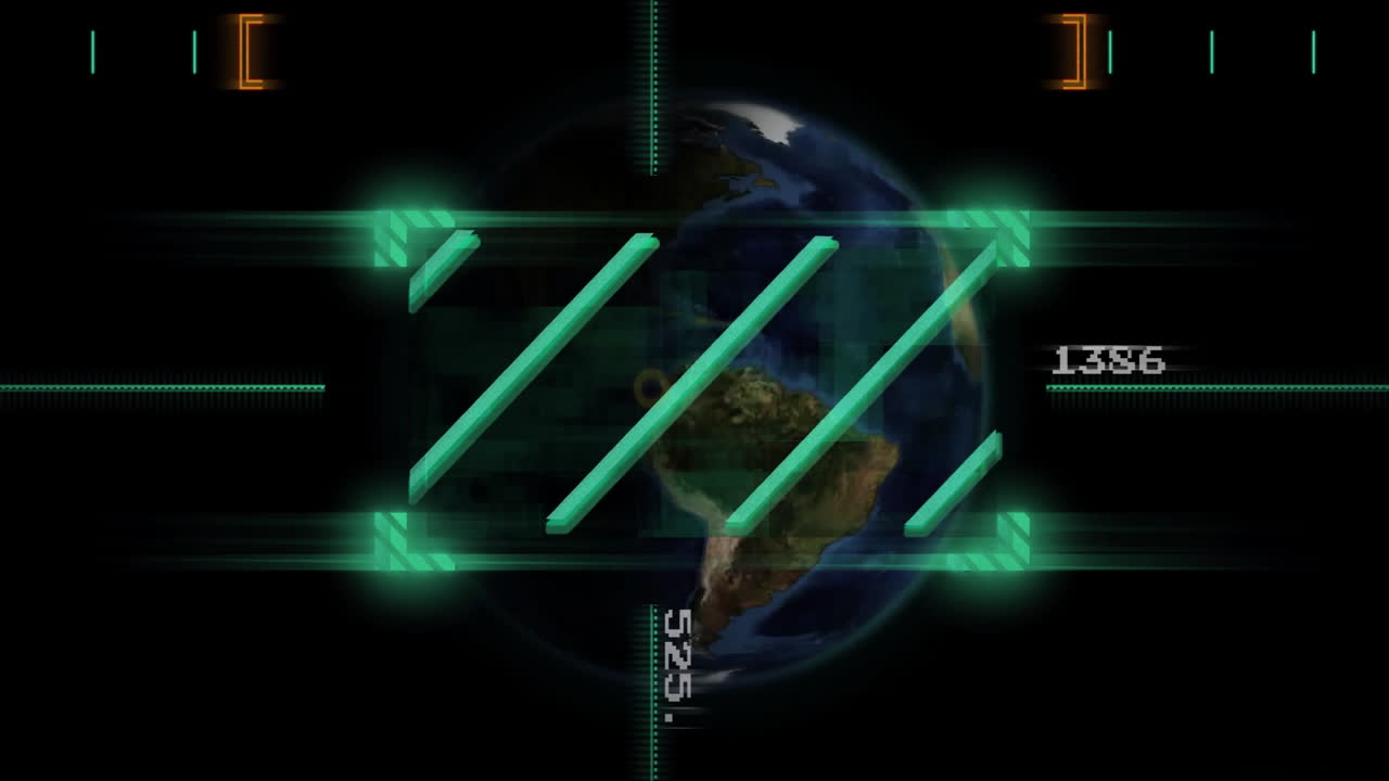 animación del procesamiento de datos digitales en el mundo sobre un fondo negro