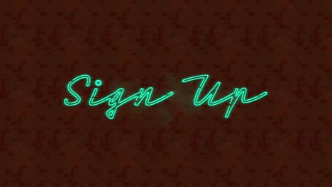 Animation-of-neon-sign-up-text-over-textured-background