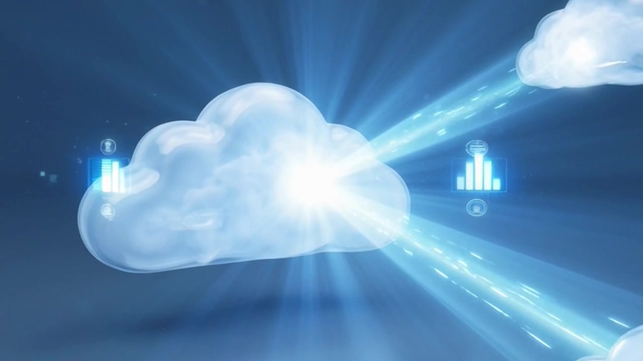 Digital Cloud Computing Network with Data Transfer Visualization