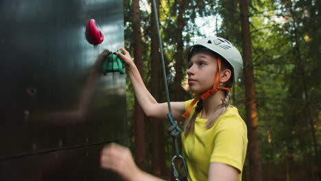 girl in a climbing wall