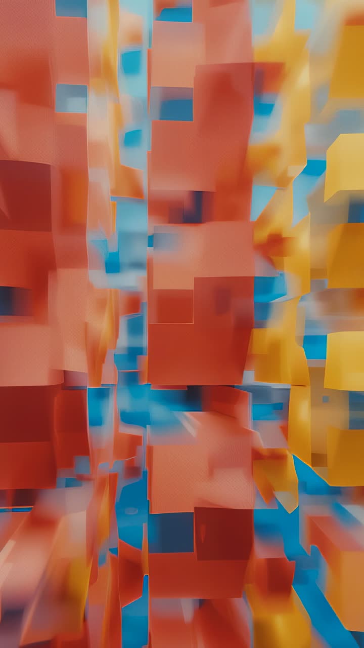 Vertical video: Starting playback, camera advancing through cube tunnel, creating rushing effect