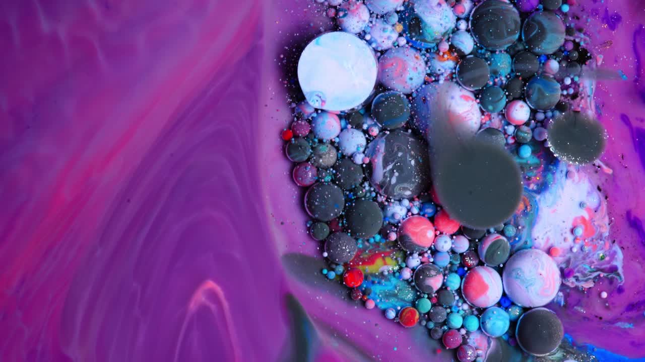 pintura colorida y burbujas fondo abstracto video 4k