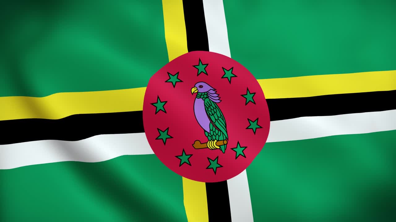 signo animado nacional de dominica en 4k, bandera animada de dominica, bandera de dominica agitando, la bandera nacional de dominika animada.