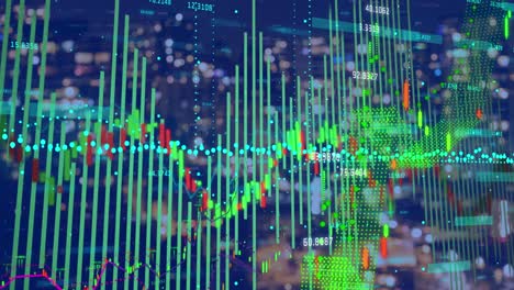 animation of data processing over cityscape