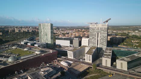 eurosky tower, europarco tower - forward drone shot