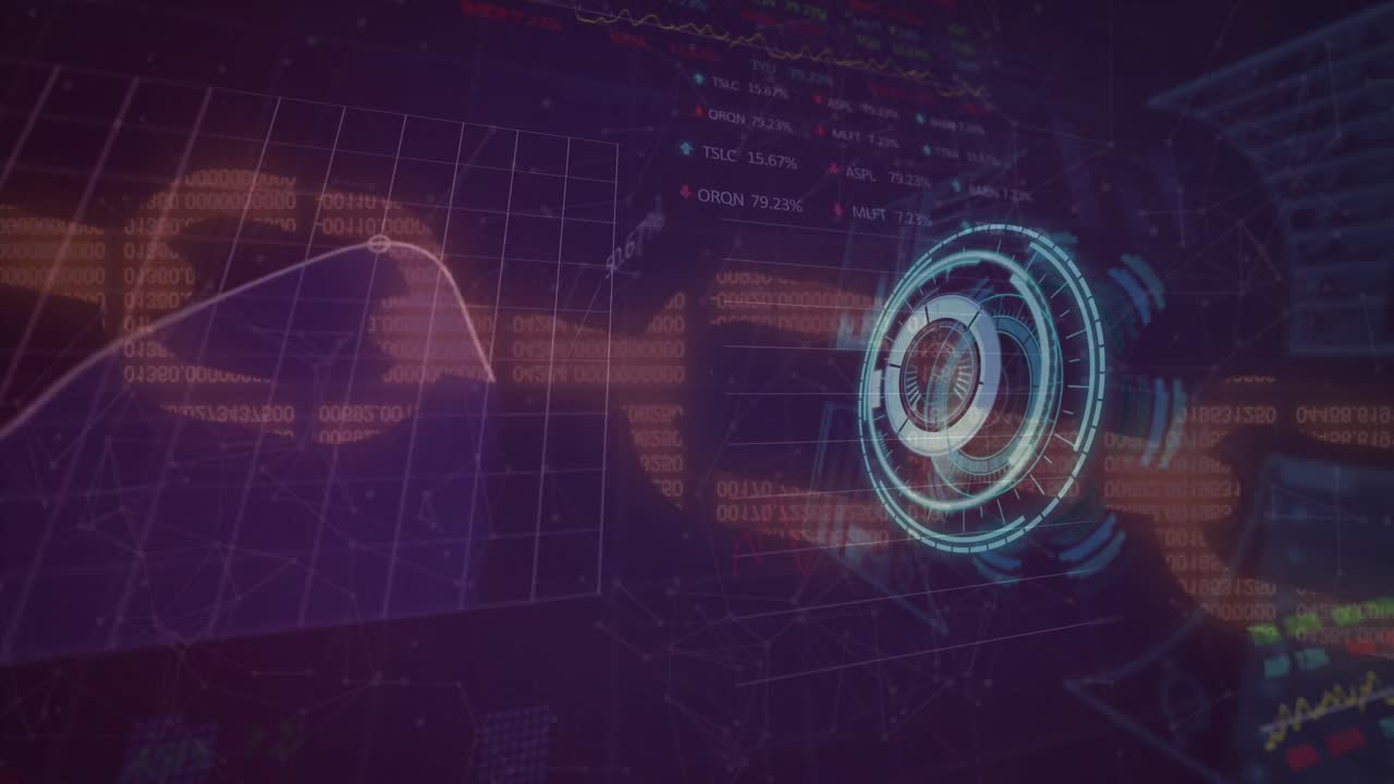 animación del escaneo del alcance sobre el procesamiento de datos sobre fondo negro