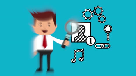 hombre de negocios con animación de tecnología de comercio electrónico