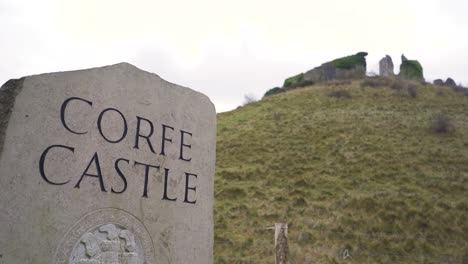 corfecastle, dorset, england, december 27, 2019: corfe is the site of a ruined castle of the same name