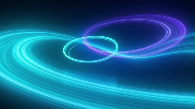 Abstract Motion Graphics with Glowing Blue and Purple Light Rings