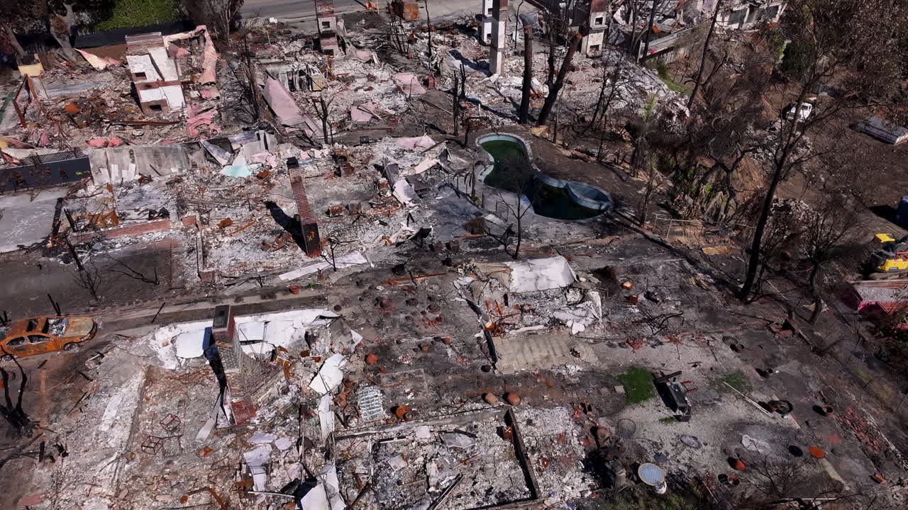 Aerial View of Extensive Residential Area Devastated by Wildfire
