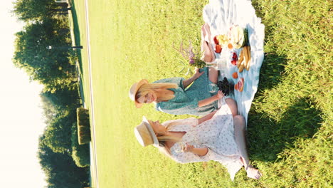 dos mujeres disfrutando de un picnic en un parque