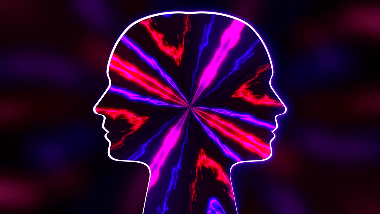 cabeza de energía futurista con líneas con efecto de llama, fondo de renderizado 3d abstracto, fondo generado por computadora