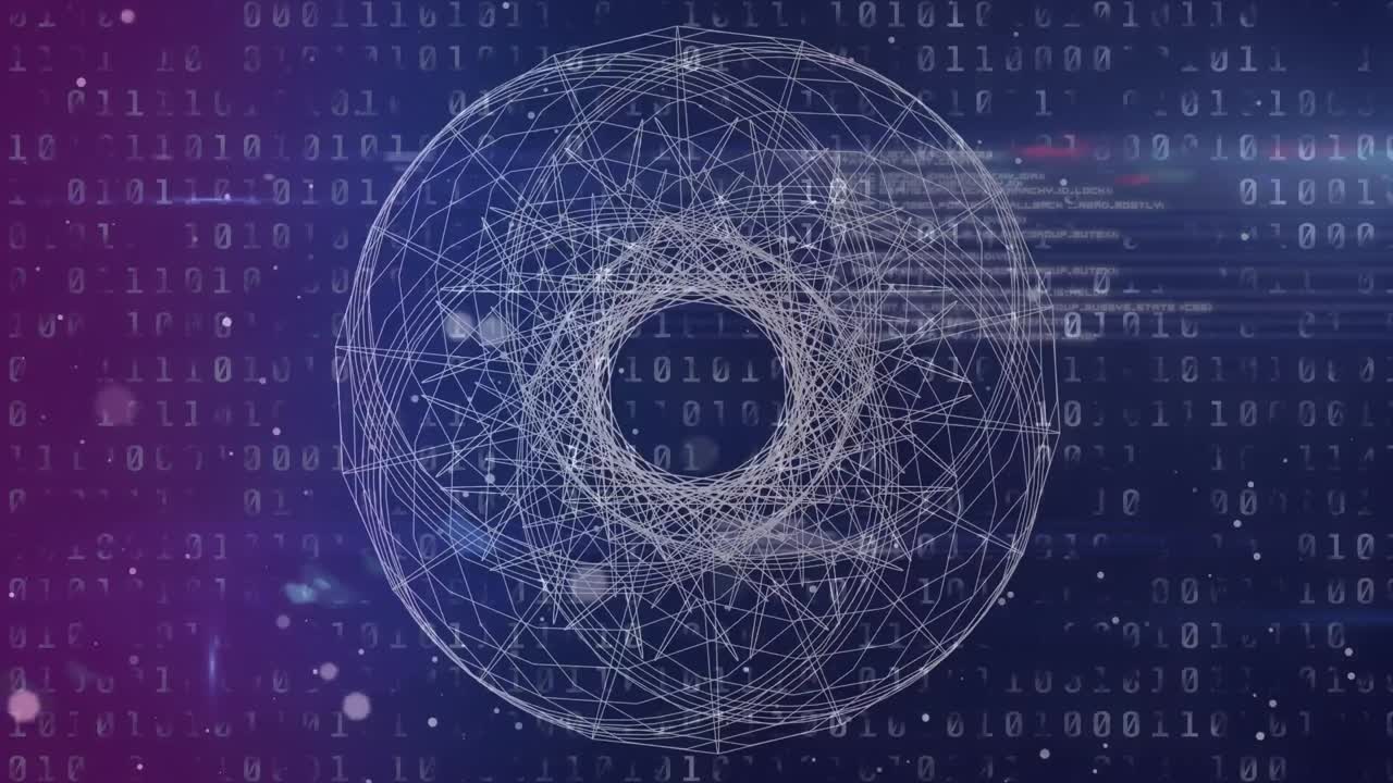 Animation of data processing over circles and spots