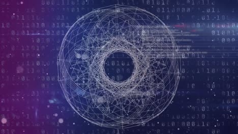 animación del procesamiento de datos sobre círculos y puntos