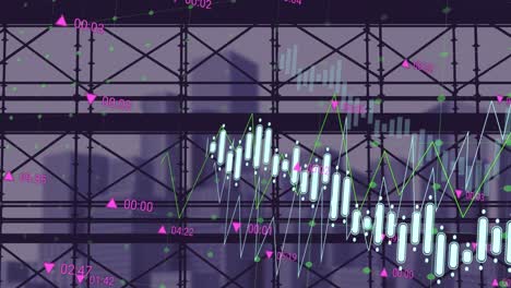 Animation-of-financial-data-processing-over-office-building