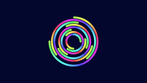 neon futuristic rainbow rings on black space