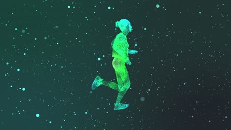 4k video of green particles forming a futuristic runner.