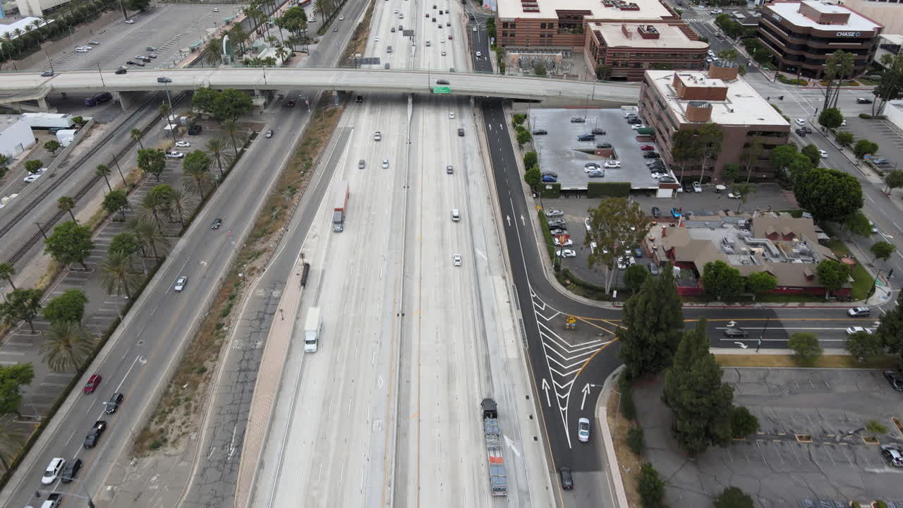 Glendale California drone 4k view. Freeway 5 South.