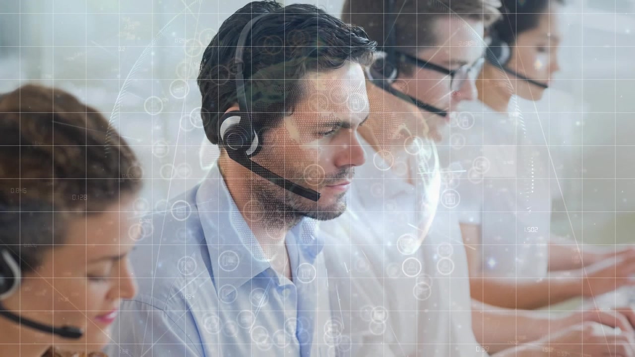 Customer Service Representatives Working in a Modern Call Center