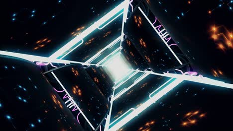 futuristic glowing 3d tunnel with neon light lines seamless. beautiful abstract tunnel seamless loop