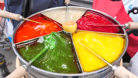 colorful turkish delight being made