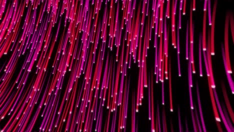 red and pink fibre strands moving seamlessly downwards on black background