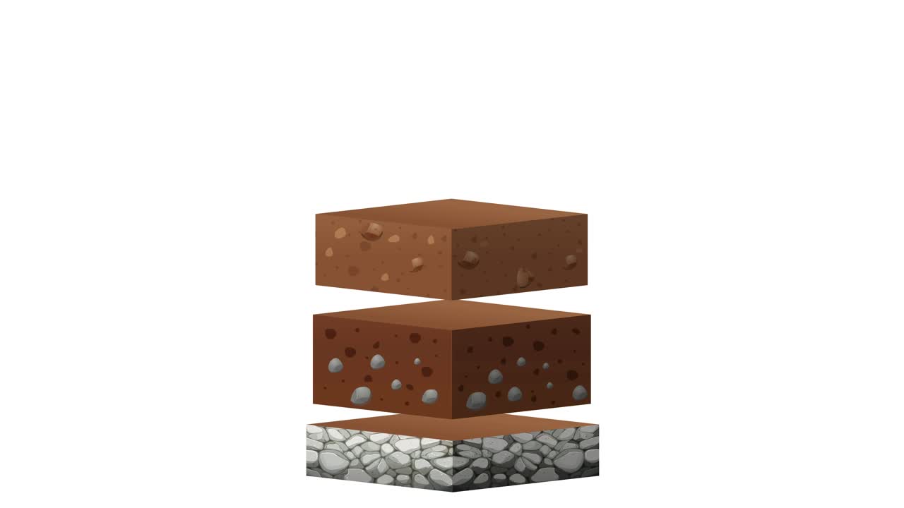 다양한 토양 층을 보여주는 애니메이션