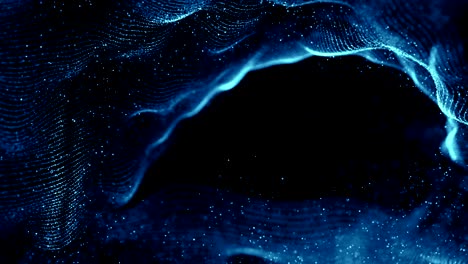 abstract blue geometrical plexus on black background with lines and dots movement, seamless