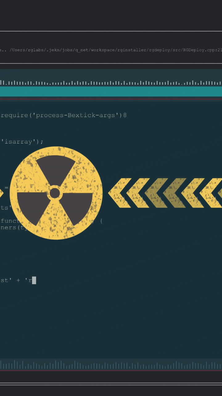 Animation of nuclear symbol over data processing
