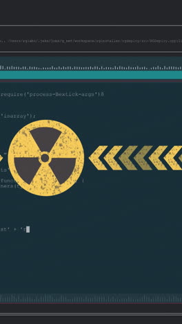 animación del símbolo nuclear sobre el procesamiento de datos