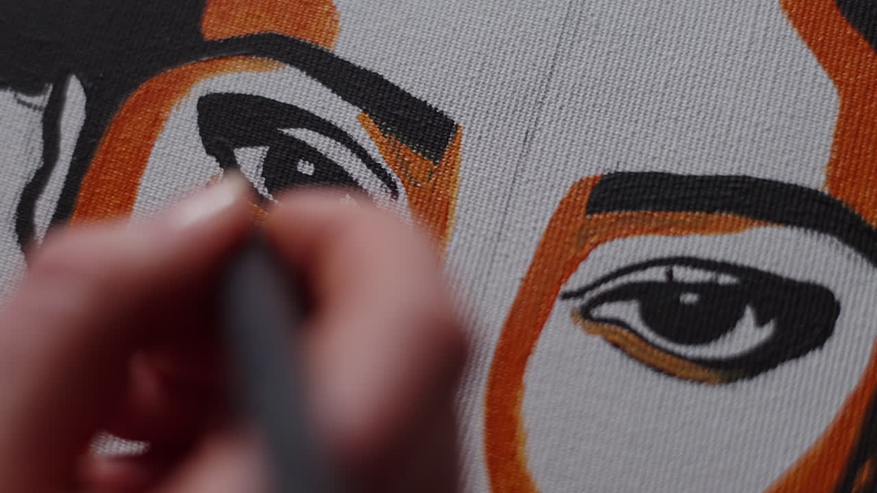 Close up of painting portrait eyes
