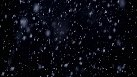 falling snow in the night, snowflakes with black background in winter