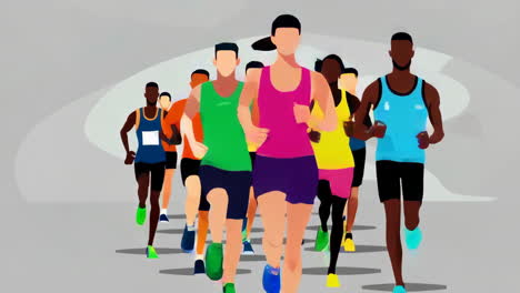 a group of diverse runners competing in a race