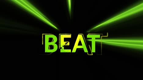 animation of beat text over neon light trails on black background