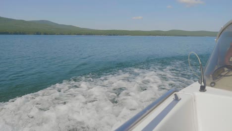 boat trip on a lake with scenic mountain views