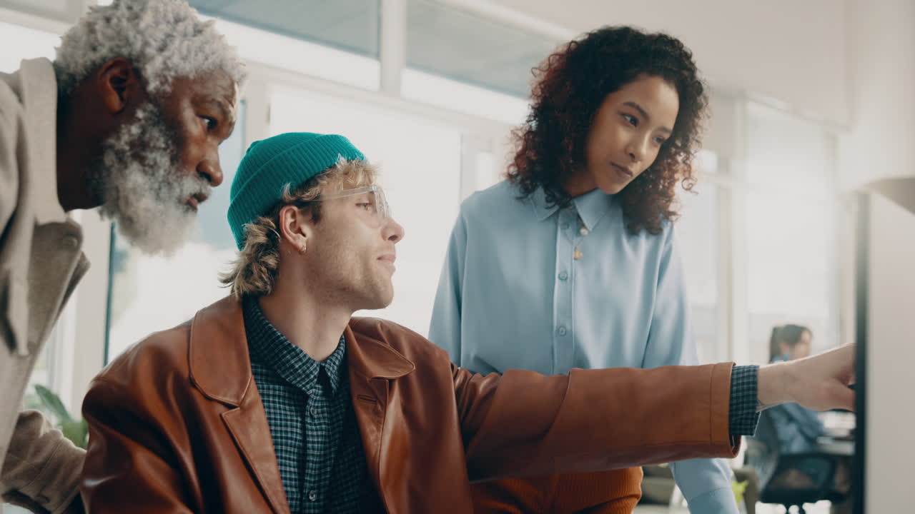 Diverse Team Collaborating in Modern Office