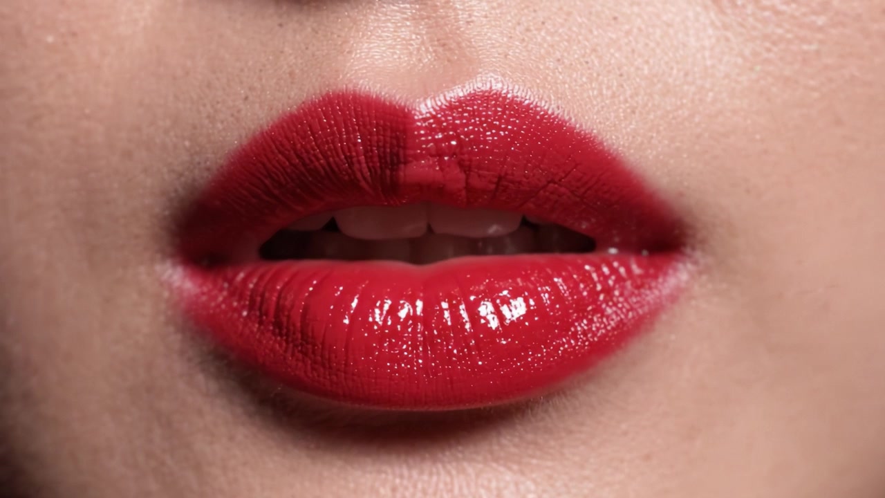 Uma Exploração Detalhada de Lábios Vermelhos Vibrantes: O Fascínio da Beleza e Elegância através de Técnicas de Maquiagem Labial e Acabamentos Brilhantes