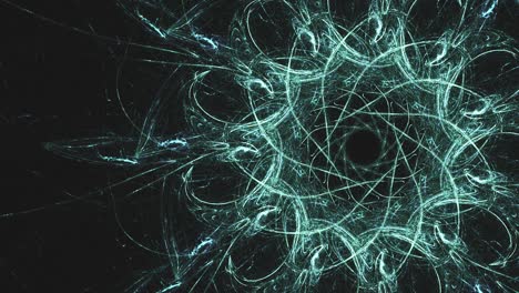 alien fractal vortex with deep contrast lines in faded green, circles of endless looping chaos background video