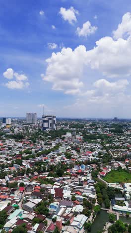 aerial view - vertical shot dolly of the city in binh duong.