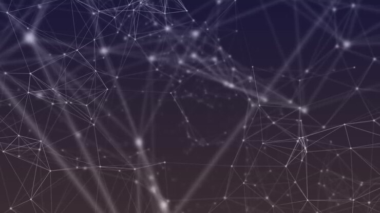 Animazione di rete di connessioni con punti luminosi su sfondo scuro