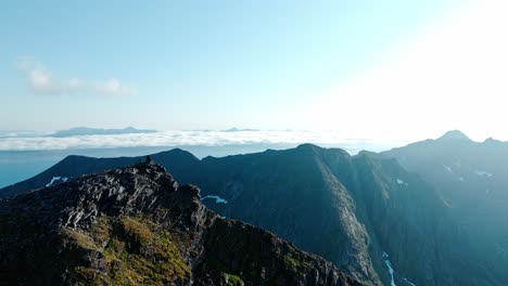 aerial above lonketind mountain in the island of senja in norway