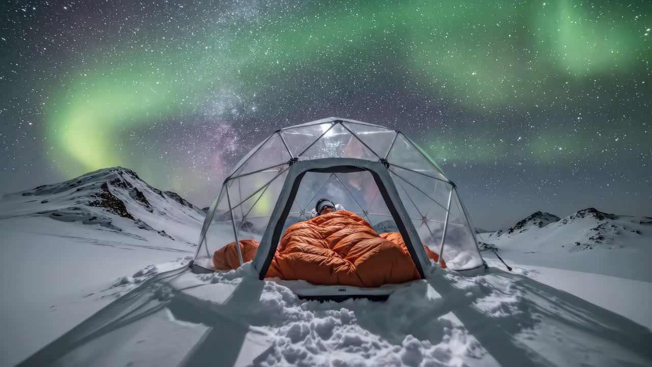 Sleeping Under the Northern Lights in a Dome Tent