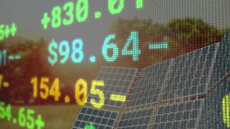 Animation-of-financial-data-and-graphs-over-solar-panels