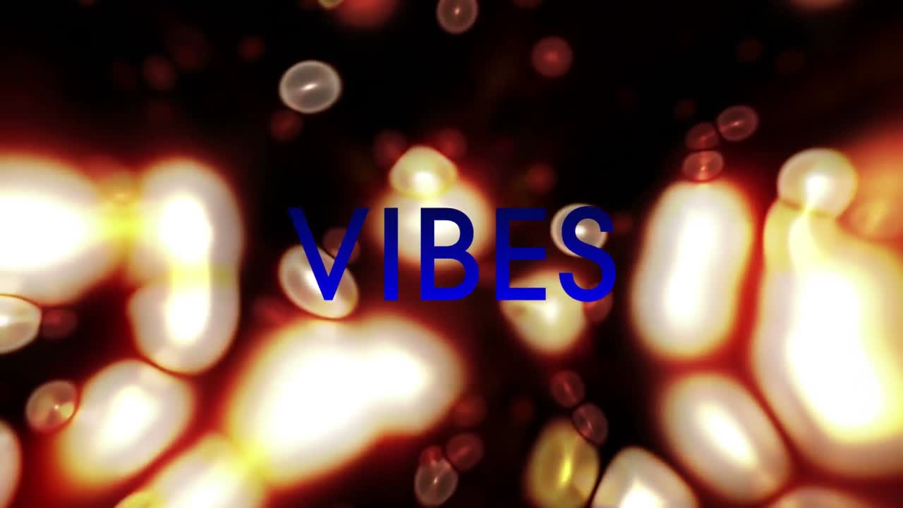 Animation des Textes „Vibes“ über Lichtpunkten auf schwarzem Hintergrund