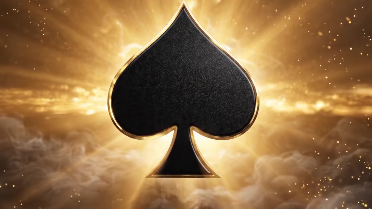 An Enigmatic Transformation: The Mysterious Journey of the Sparkling Ace of Spades Surrounded by Enveloping Smoke and Radiant Light