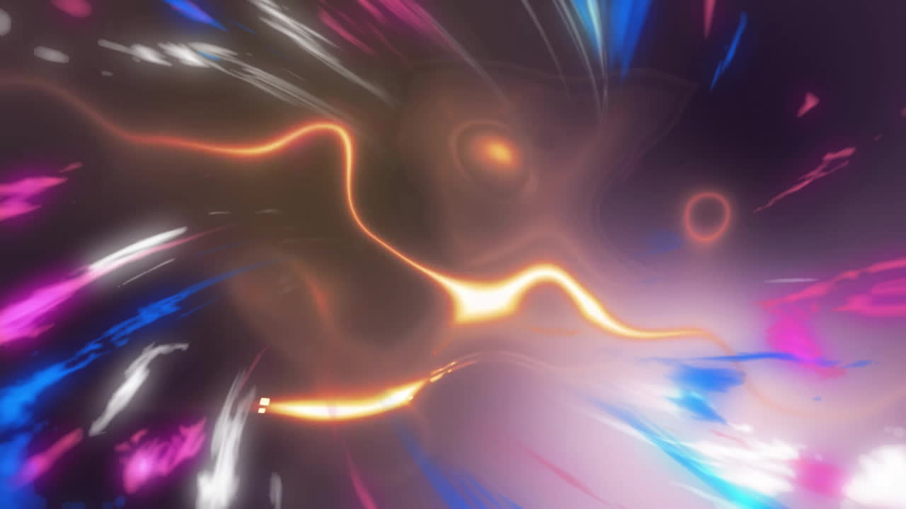 You Win! text animation over colorful neon lights and geometric shapes